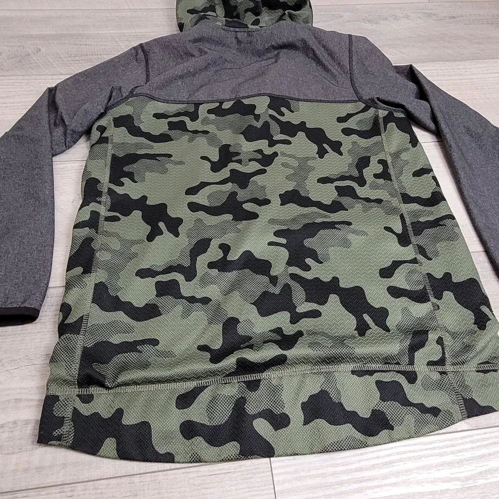 Adidas Men's Medium Camo Fleece-Lined Hooded Jacket – Full Zip Reflective Detail